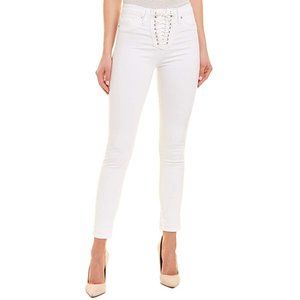 HUDSON Women's Bullocks High Rise Lace Up Super Skinny White Size 27